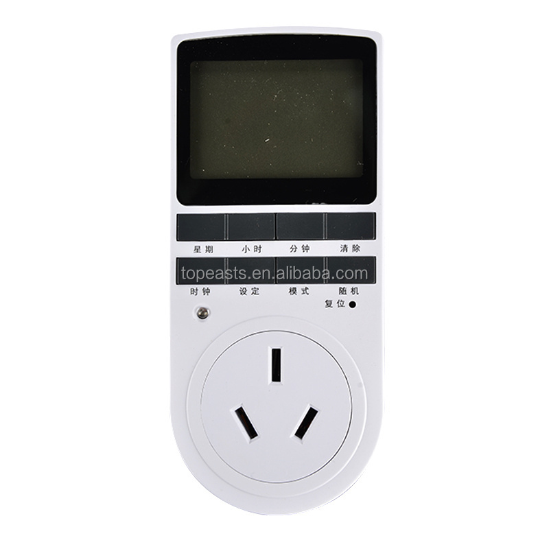 16A Plug-in Socket 7-Day Digital Programmable Timer Switch with LCD Display Support 12/24 Hour