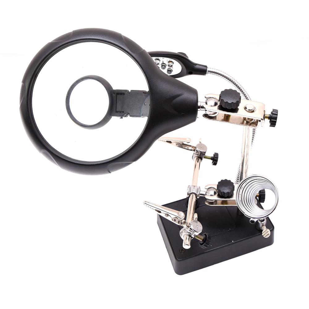 3.5X Helping Hand Soldering Stand With LED Light Magnifier Magnifying Glass