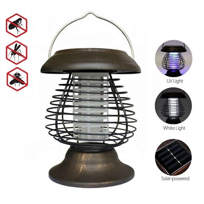 Solar Powered Insect Trap Bug Zapper Mosquito Killer Lamp