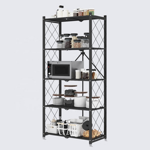 Kitchen Rack Munfactional Portable Steel Iron Storage Holders & Racks 5 Tier Metal Foldable Storage Rack Shelf 3 Layers