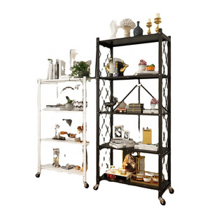 Munfactional foldable portable steel kitchen rack collapsible light duty shelving