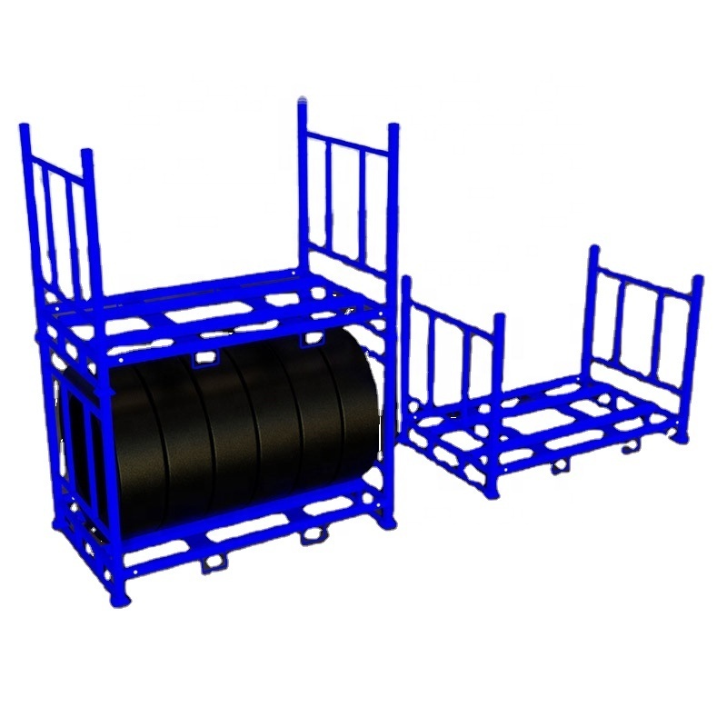 Heavy duty collapsible tyre racking steel stacking pallet mobile tire rack storage system manufacture