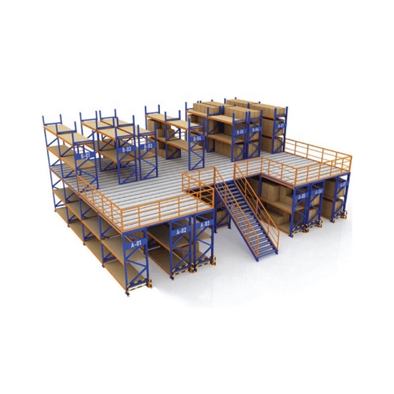 Customized warehouse multi-level flooring racking mezzanine shelving system for products storage