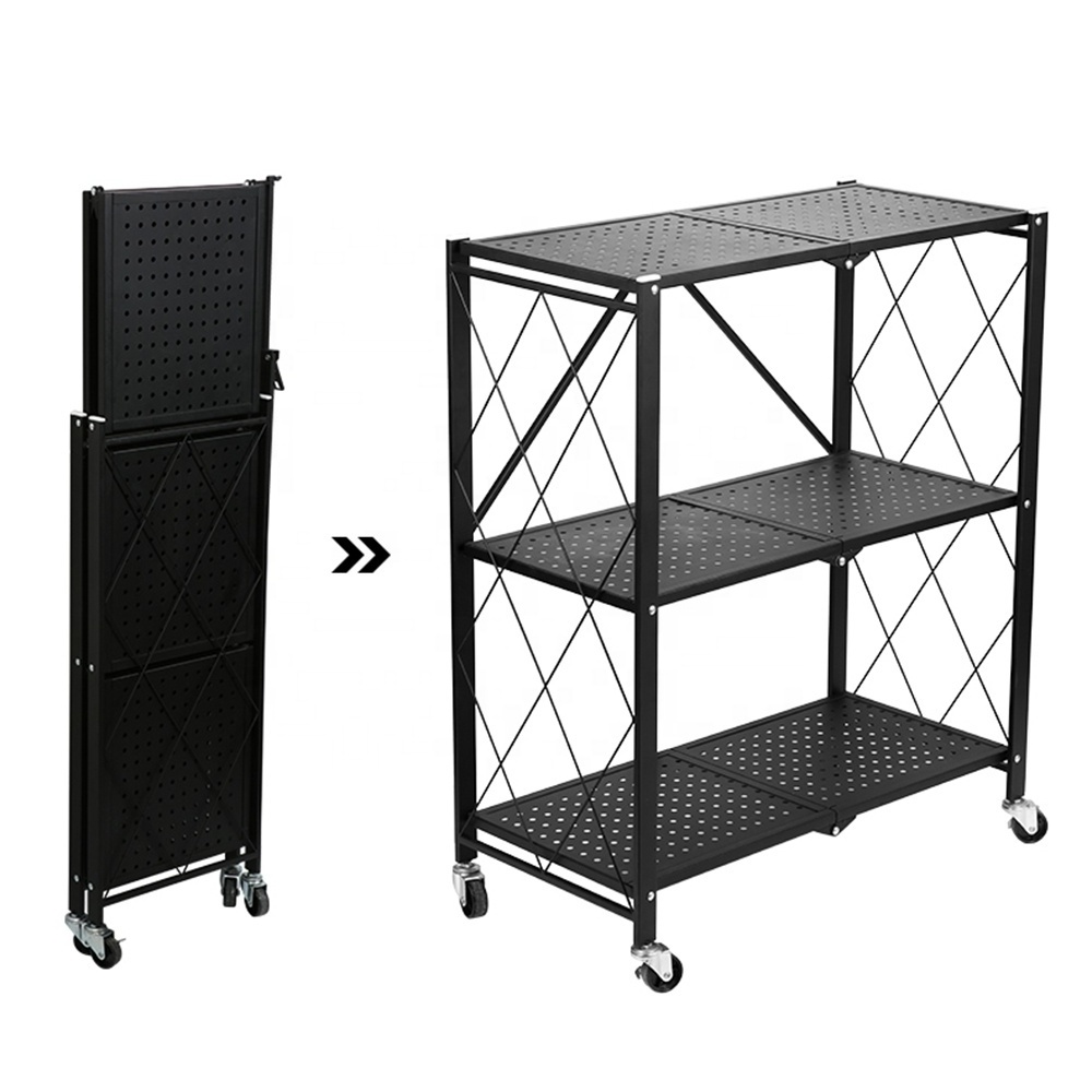 Munfactional foldable portable estanteria 4 layer steel storage racks & shelving units kitchen rack