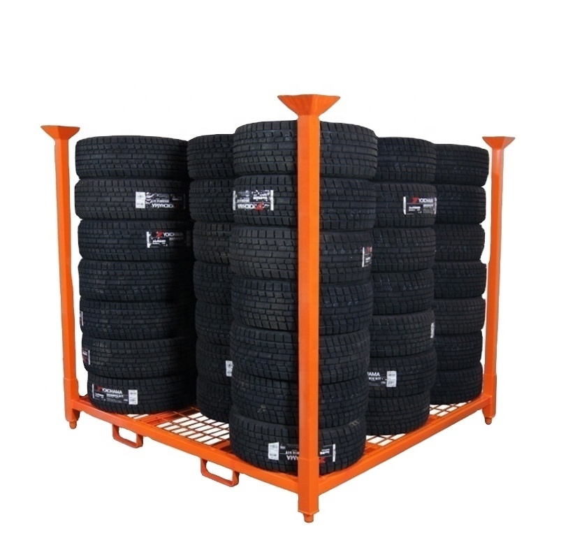 Customized stillage storage rack heavy duty portable stacking pallets steel racking tire storage rack for sale