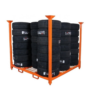 Customized stillage storage rack heavy duty portable stacking pallets steel racking tire storage rack for sale