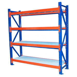 Adjustable easy assembly storage medium duty metal plate goods shelf for warehouse