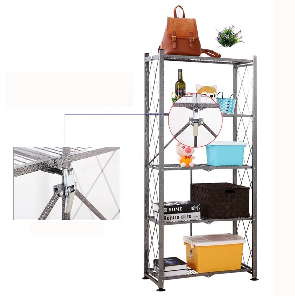 Household storage estante munfactional kitchen steel rack folding shelf