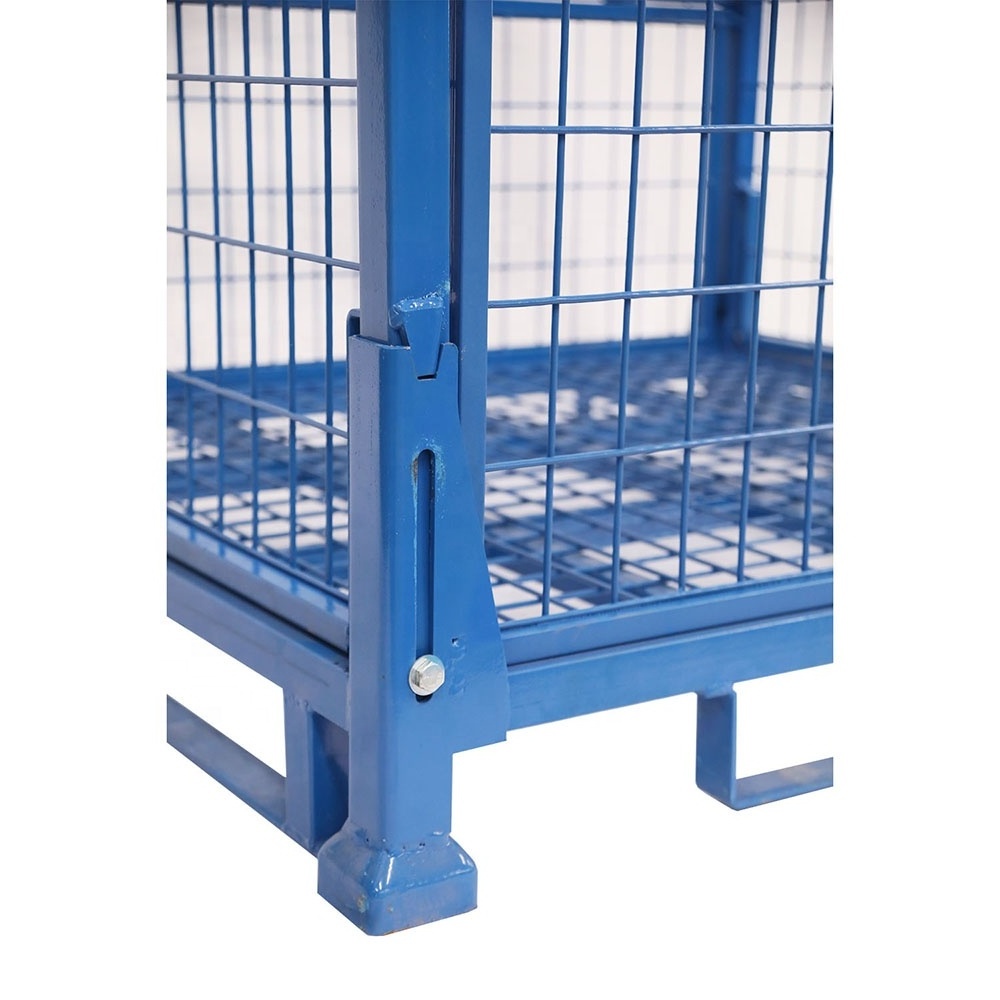 Logistics Equipment 1ton Metal Storage Pallet Cage Basket Box Container Steel Wire Mesh Cages Stillage