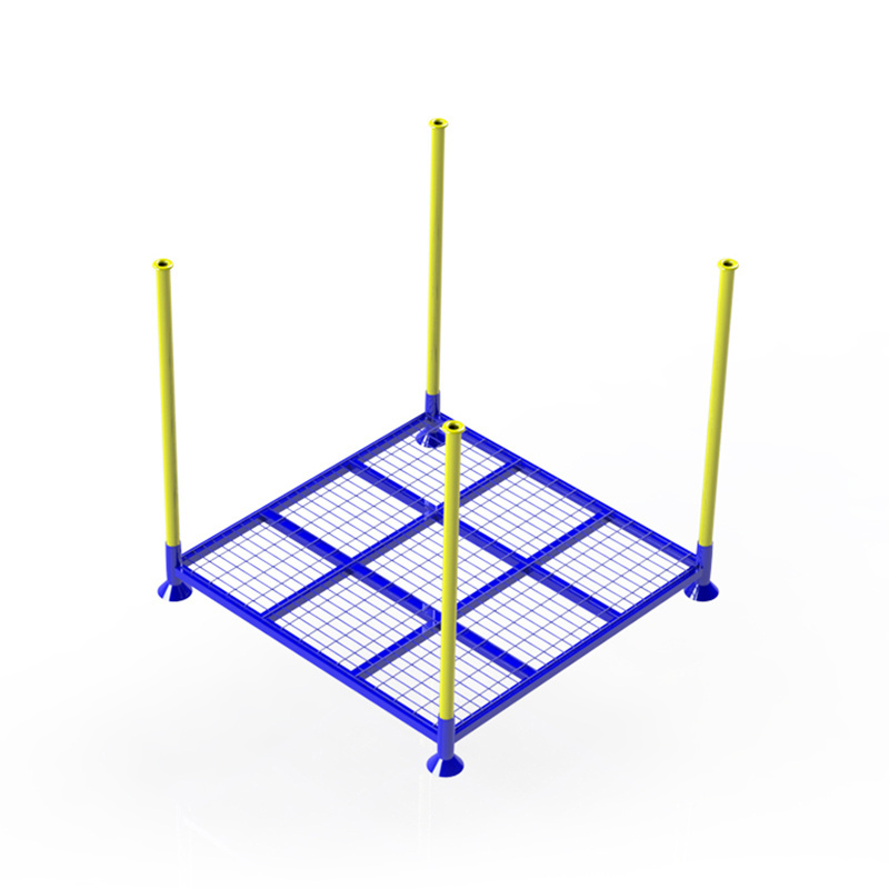 Heavy duty assemblable and foldable storage stackable shelf racks stacking pallet for warehouse