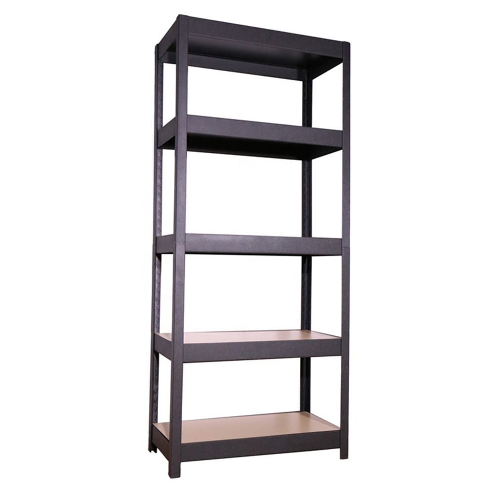 Topeasy wholesale household black iron shelving heavy duty 5 tier boltless metal shelving unit