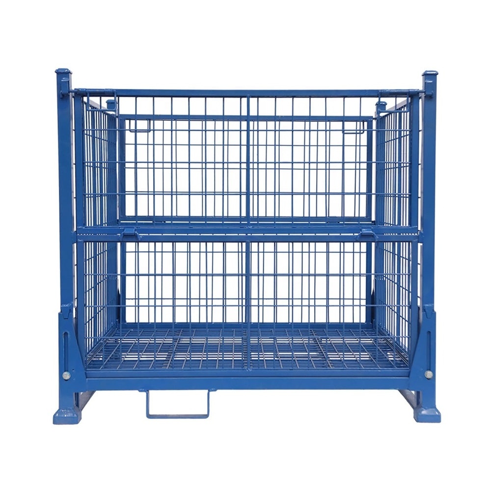 300kg ~ 1 ton Load Capacity Heavy Duty Collapsible Stackable Metal Wire Mesh Storage Cage Stillage