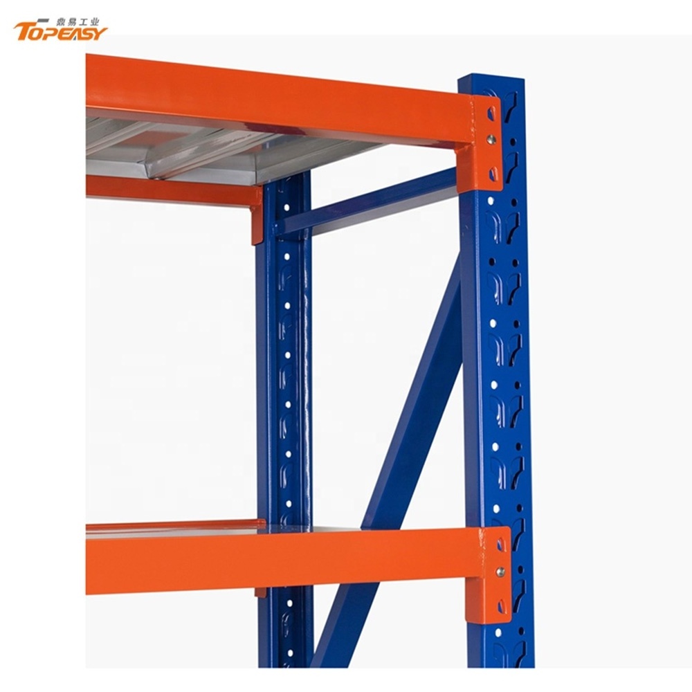 Adjustable easy assembly storage medium duty metal plate goods shelf for warehouse