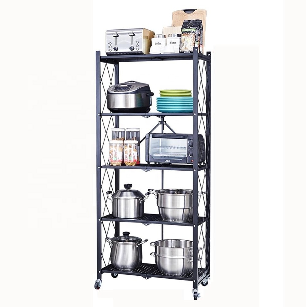 Munfactional foldable portable estanteria 4 layer steel storage racks & shelving units kitchen rack