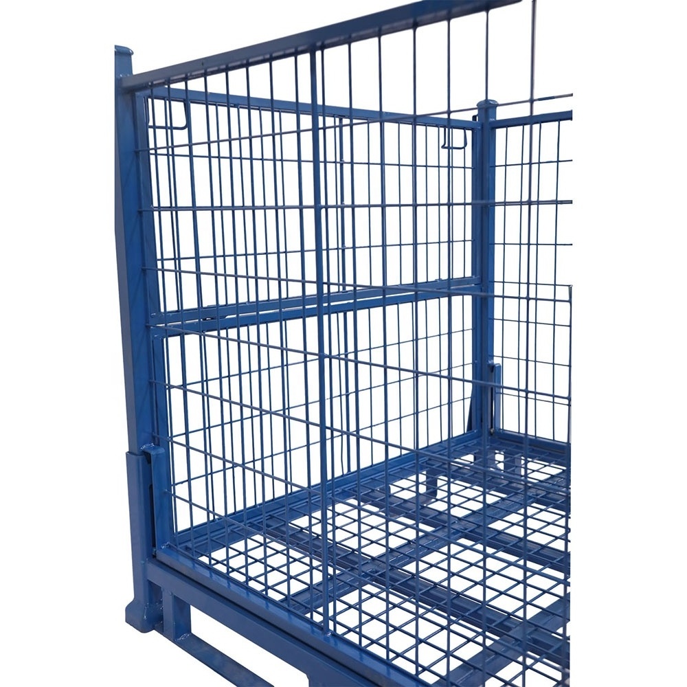 300kg ~ 1 ton Load Capacity Heavy Duty Collapsible Stackable Metal Wire Mesh Storage Cage Stillage