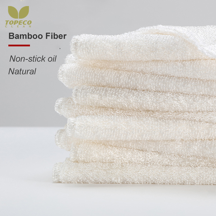 Topeco eco-friendly kitchen cleaning product antibacterial microfiber cloth white dish washing bamboo towel