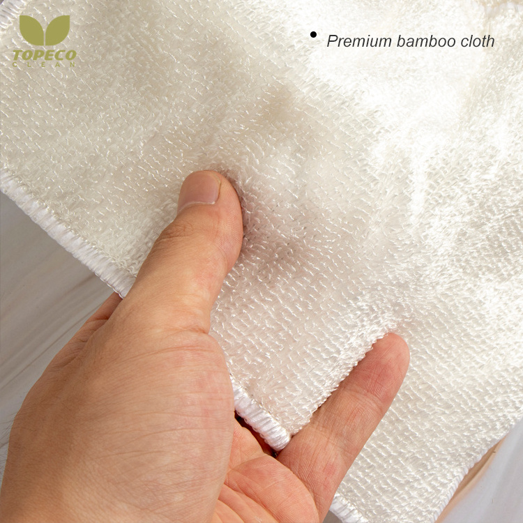 Topeco eco-friendly kitchen cleaning product antibacterial microfiber cloth white dish washing bamboo towel