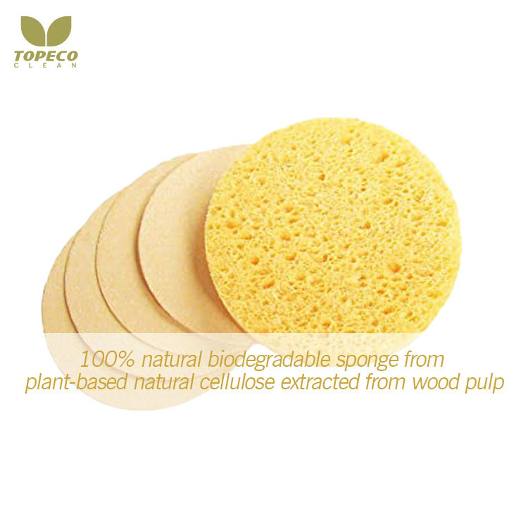 Topeco Facial Natural Cellulose Compressed Sponge Cleaning Foam Biodegradable Compressed Cellulose Face Sponge