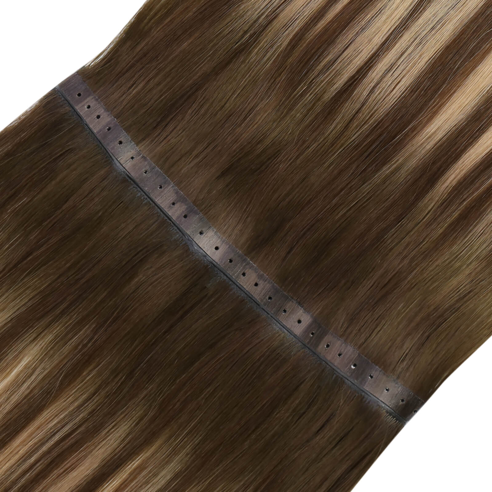 TopElles popular invisible flat pu hole weft hair extension russian raw double drawn injected pu hole weft for salon