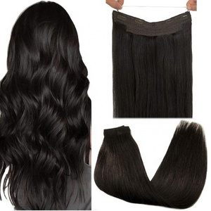 TopElles Popular Top Quality Wholesale Hair Manufacturer Double Drawn Halo Hair Extensions 100% Remy Human Hair