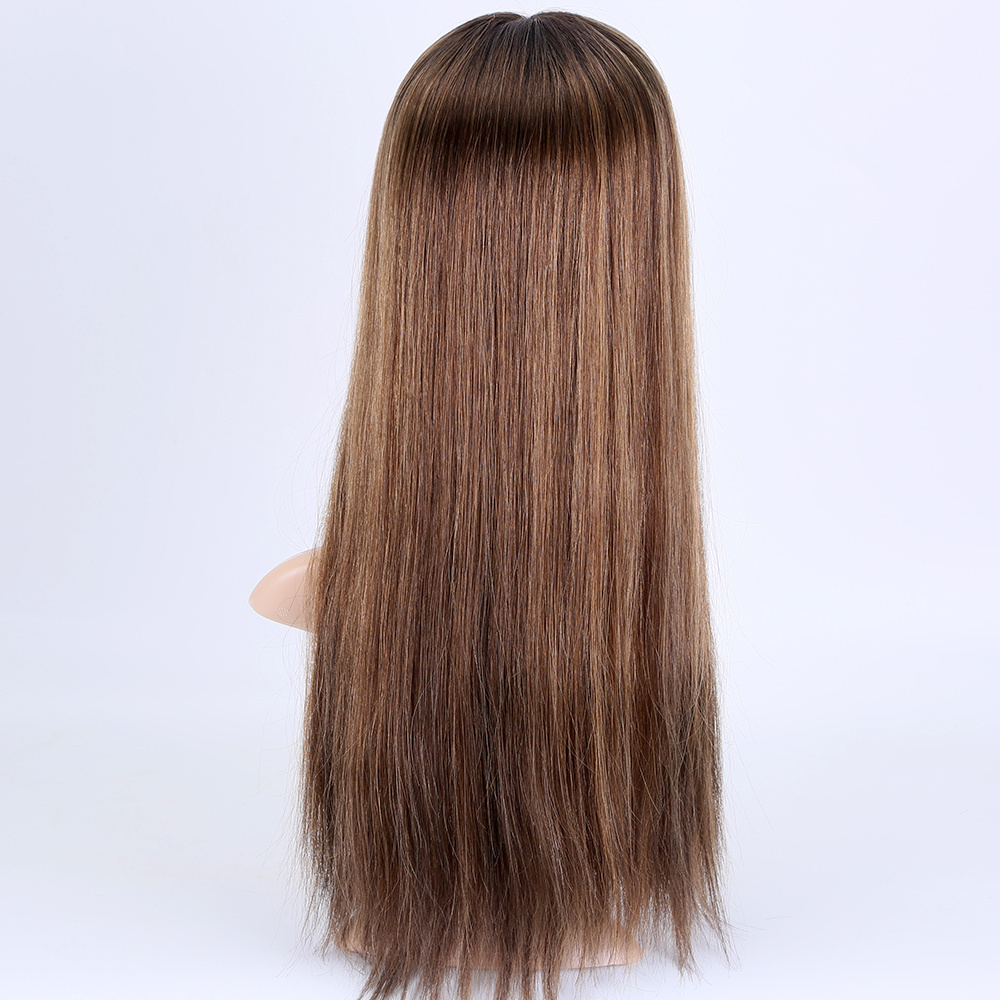 2022 New Design 100% Human Virgin Remy Hair brown balayage Full hand Tied wig Human Hair Wigs for white Women