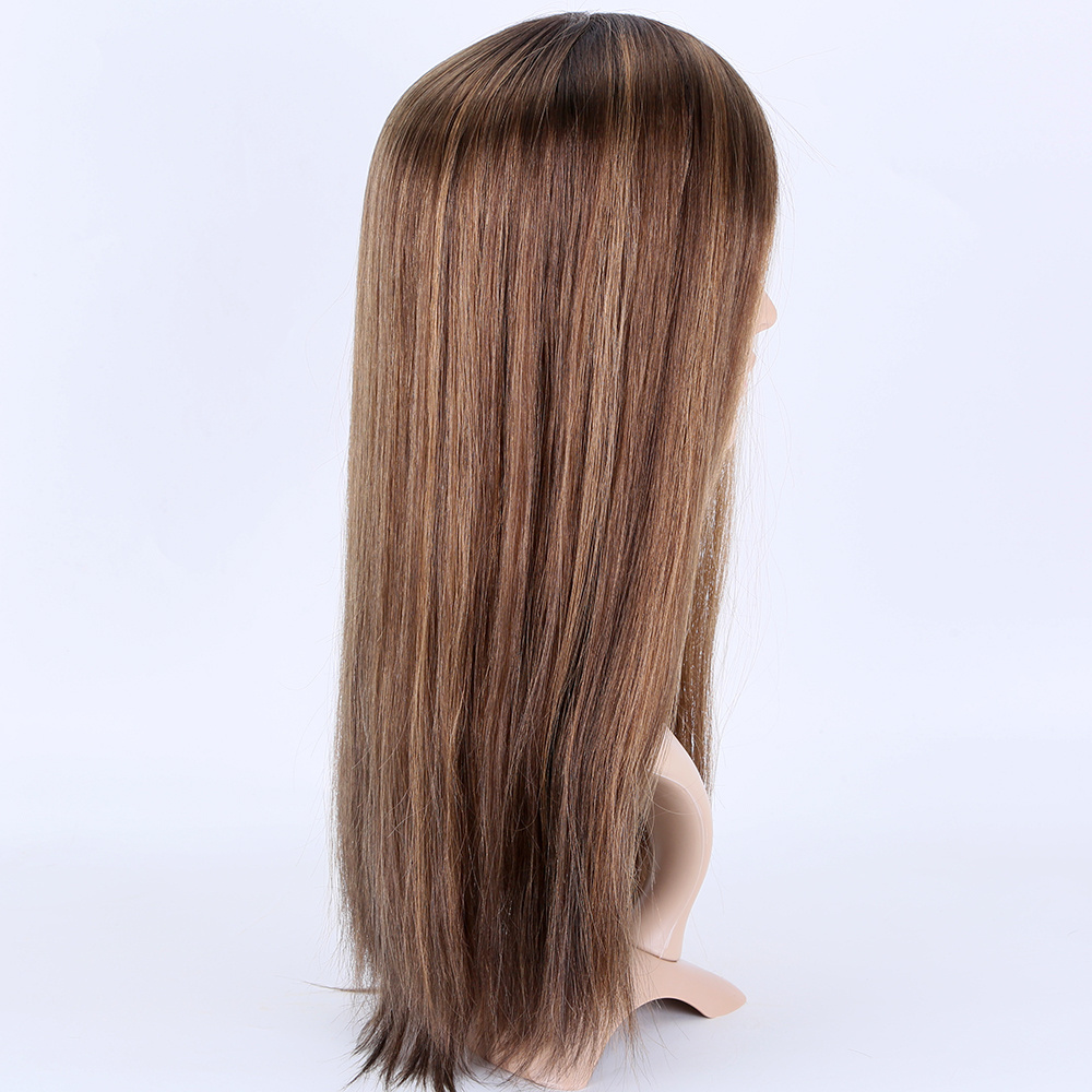 2022 New Design 100% Human Virgin Remy Hair brown balayage Full hand Tied wig Human Hair Wigs for white Women