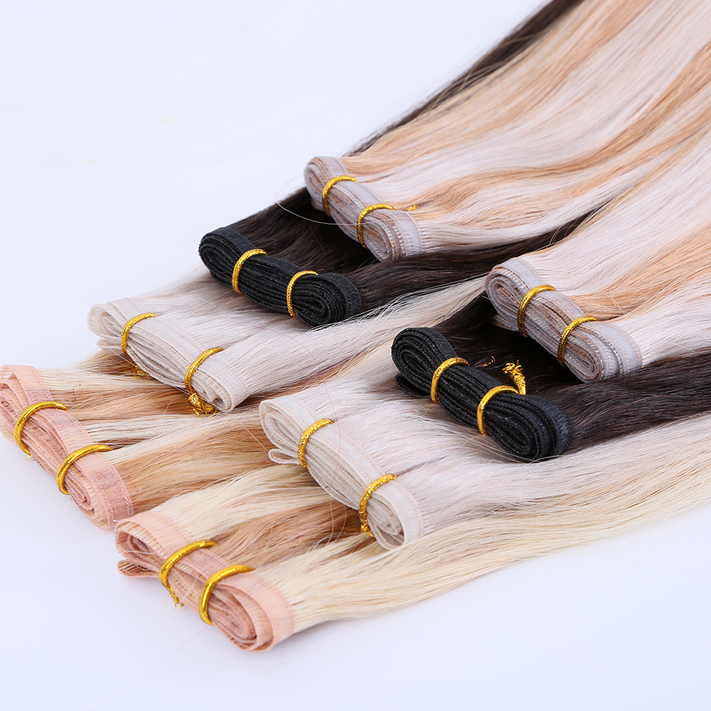 TopElles Hot Sale Remy Hair Extensions Seamless Weft invisible 100% Human Hair Double Drawn Virgin Flat Weft Hair