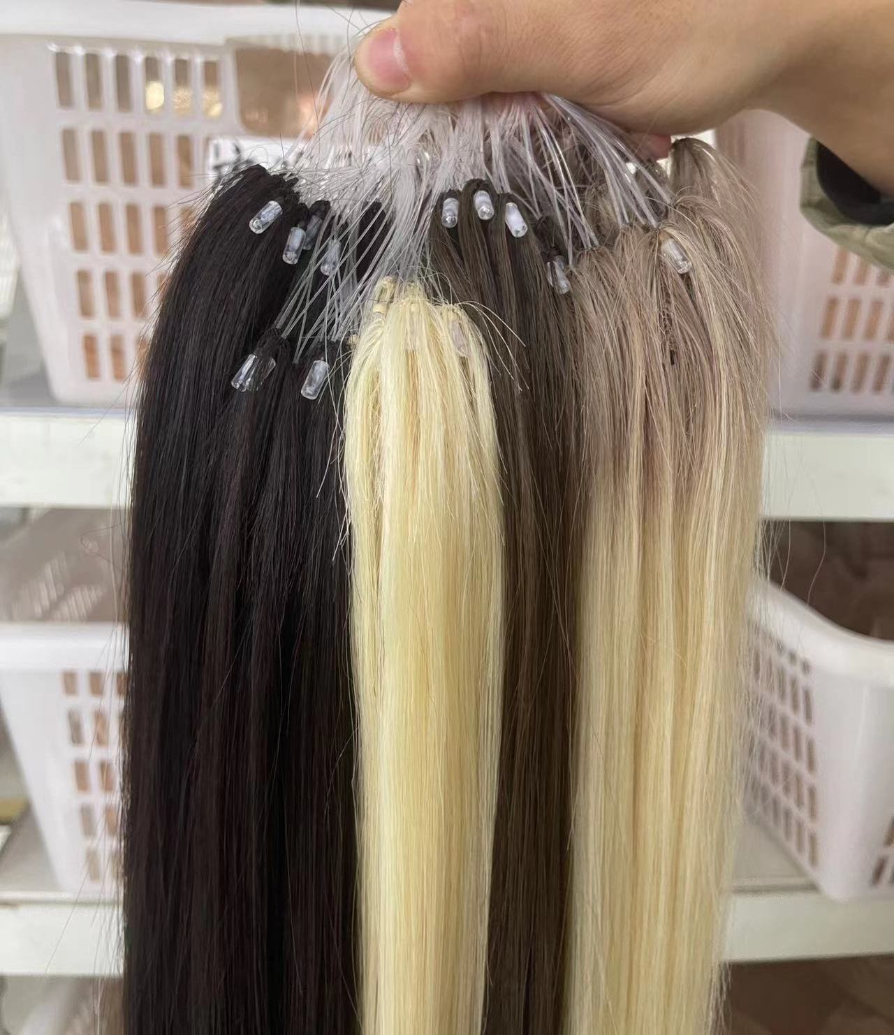 wholesale prices double drawn raw indian hair 6d feather hair extensions 100virgin human hair