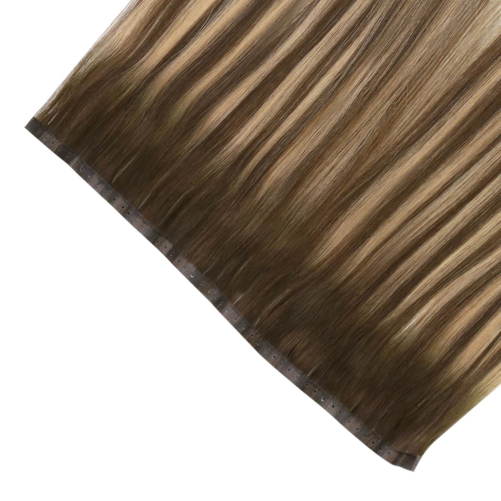 TopElles popular invisible flat pu hole weft hair extension russian raw double drawn injected pu hole weft for salon