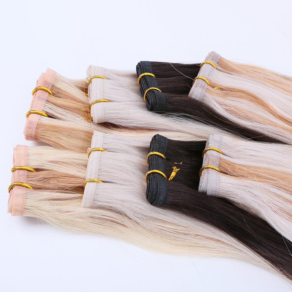 TopElles Hot Sale Remy Hair Extensions Seamless Weft invisible 100% Human Hair Double Drawn Virgin Flat Weft Hair