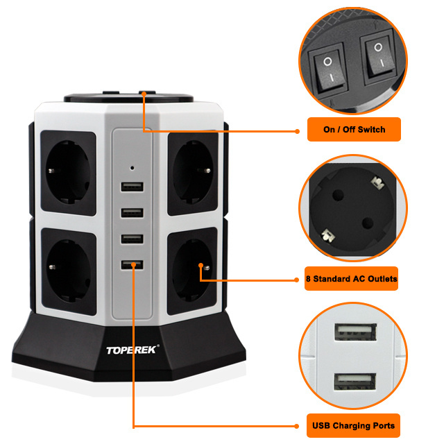 2022 Electrical Plug Switches And Sockets Europe Standard Vertical Tower Smart  Plug