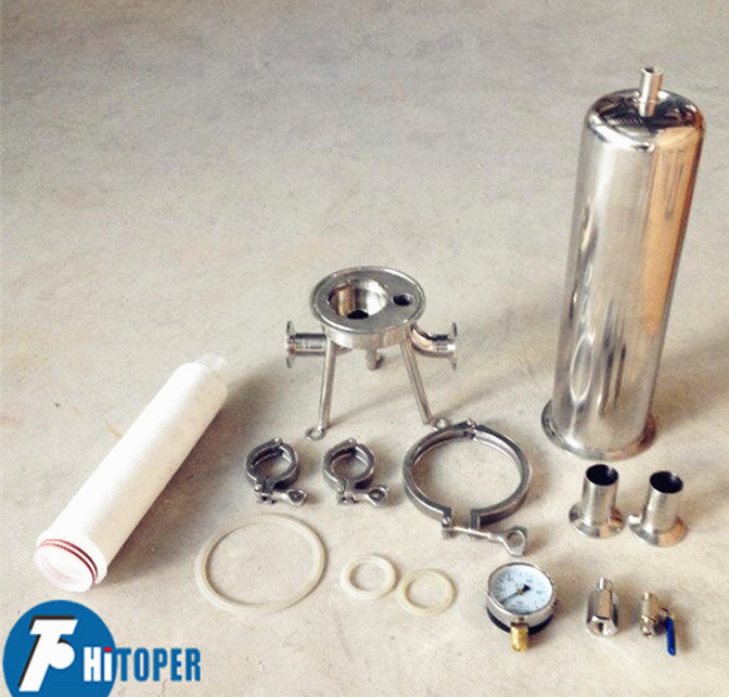 Solid-liquid separation cartridge filter housing of stainless steel material