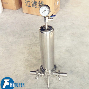 Solid-liquid separation cartridge filter housing of stainless steel material