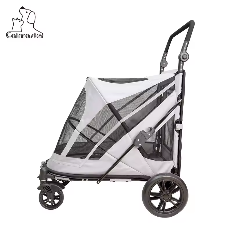 Multifunctional Pets Cart Luxury Designer Large Capacity Foldable Outdoor Wagon 4 Wheels Pet Stroller Dog Cat Trolley