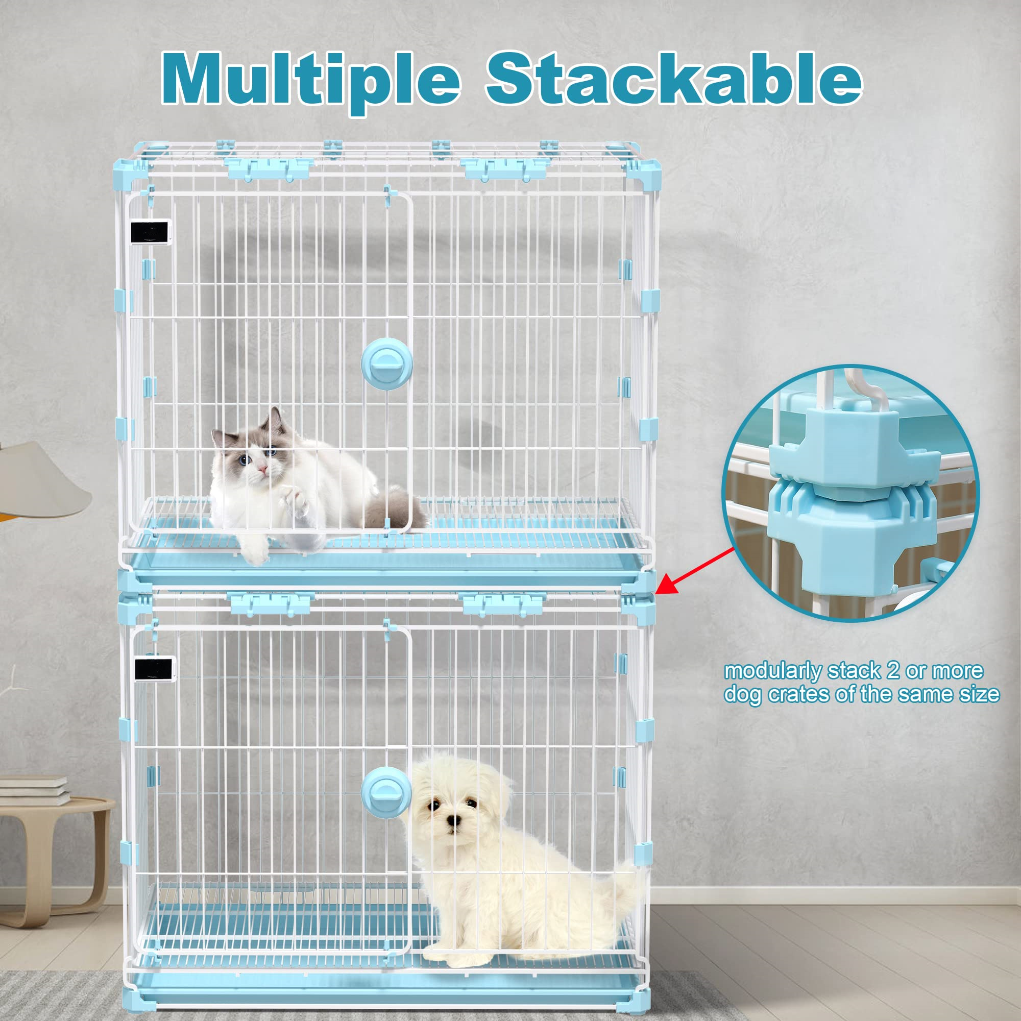 Morden Style Portable Aluminum Alloy Soft Aluminium Fan Foldable 3 Tier Cat Cage Large On Wheel Pet Crate