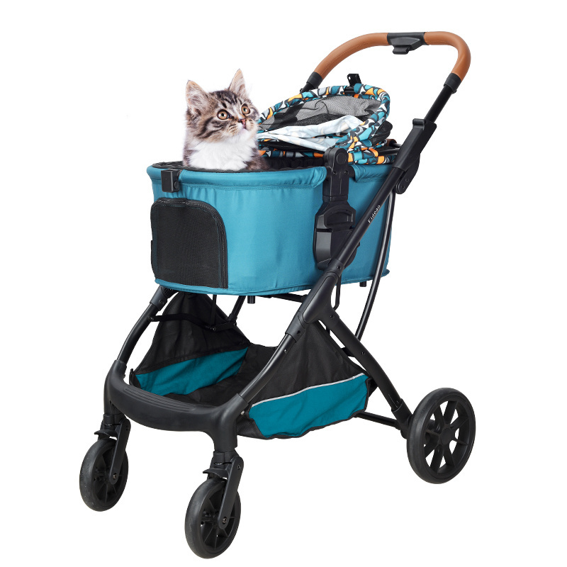 Aluminum Tube Pet Stroller Carrier Detachable Car Bag Travel Folding Transportation Car Pet Stroller For Dogs