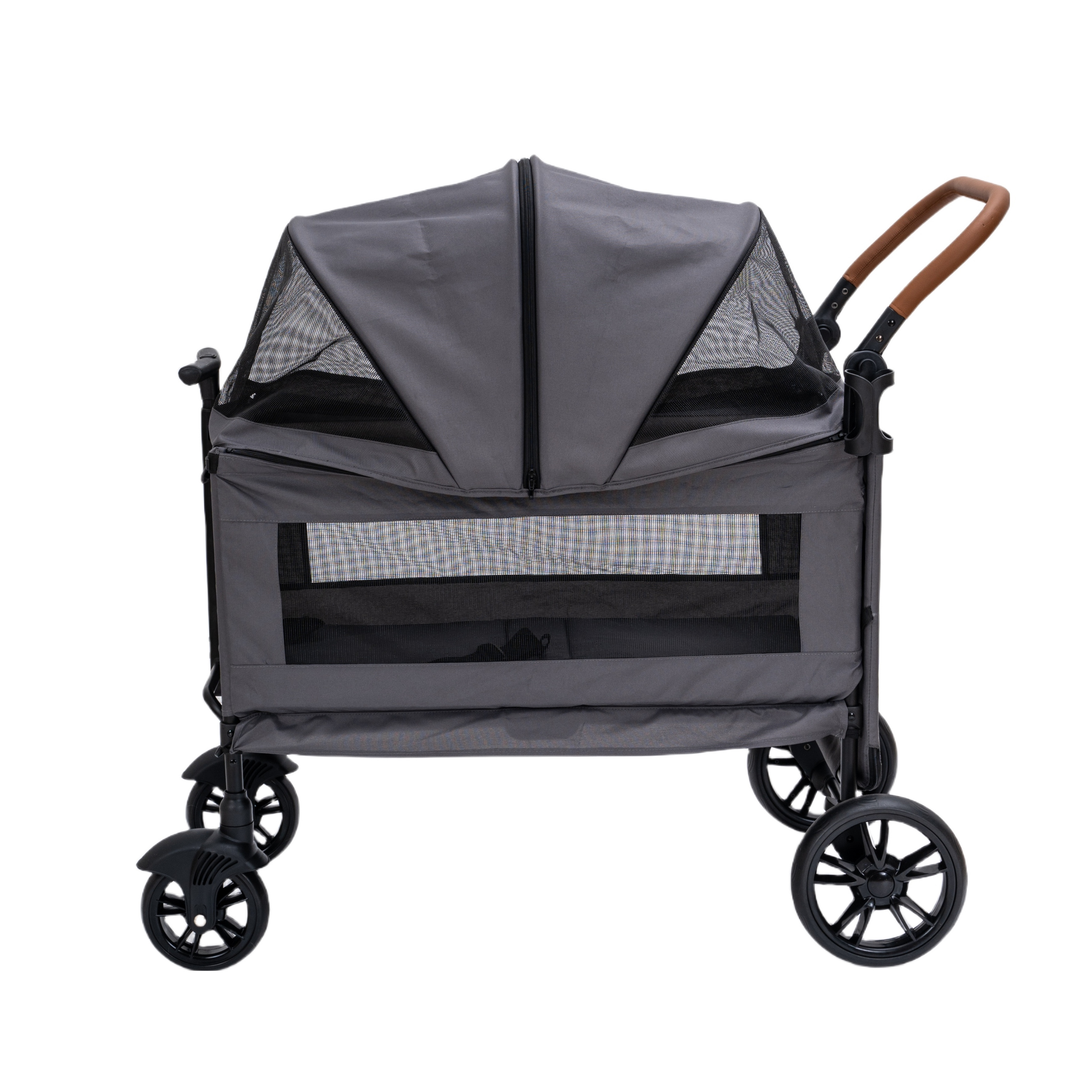 Foldable Multifunctional Pets Cart Aluminum Tube Cet Cart Double Decker 4 Wheel Removable Carrier Dog Pram Stroller