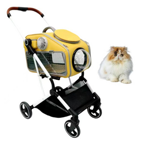 Factory Wholesale Pet Stroller And Carrier Luxury 4 Wheels Pet Portable Folding Travel Dog Trolley For Big And Small Cat