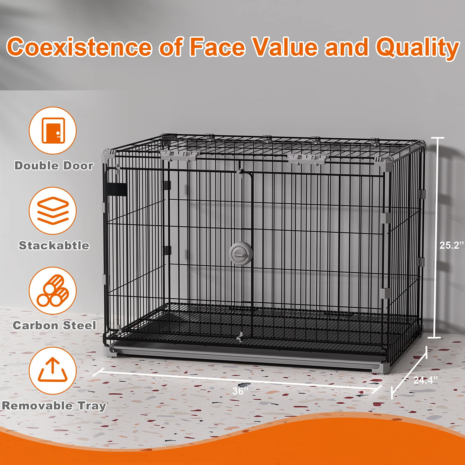 Popular Design Wheel Soft Cage Mate 48 Inch Single Door Plastic Cover Bed And Dog Pad Reversible Washable Mat Pet Crate