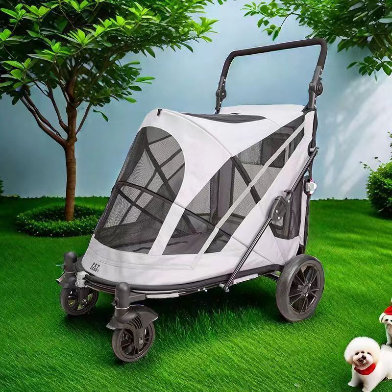 Four Seasons Universal Breathable Windproof Removable Carrier Large Space 3 In 1 Pet Stroller 4 Wheels Pet Stroller