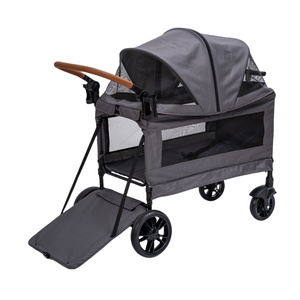 Sturdy Large Capacity Portable Outdoor Wagon Travel Durable Stable Pet Supplies Pet Carriers 4 Wheels Pets Cat Stroller