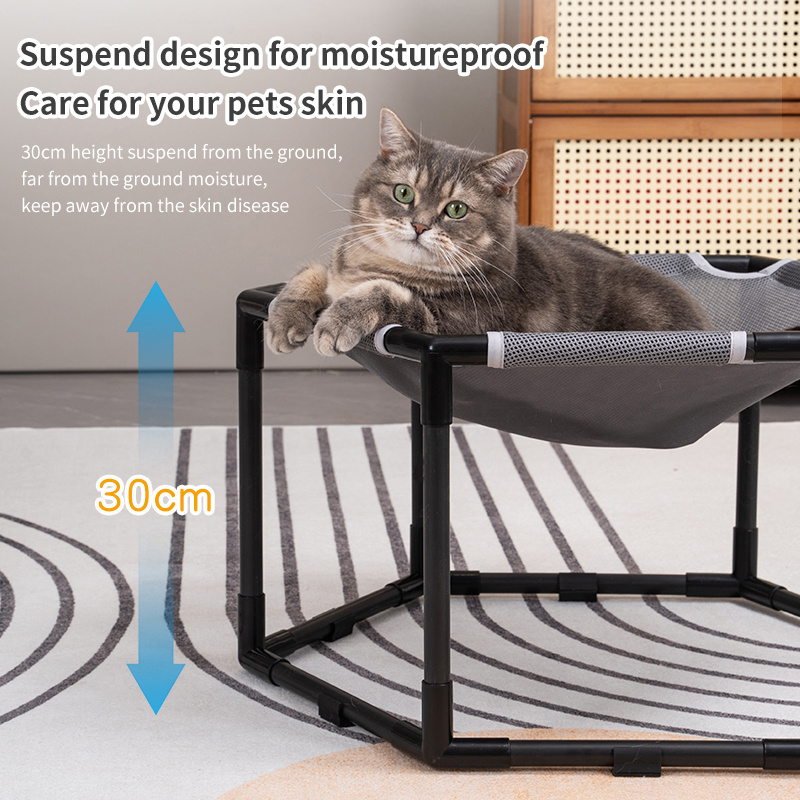 Handmade Large Space Elevated Trampoline Pet Furniture Apply Indoor Outdoor Cat Hammock Chair Cat Bed