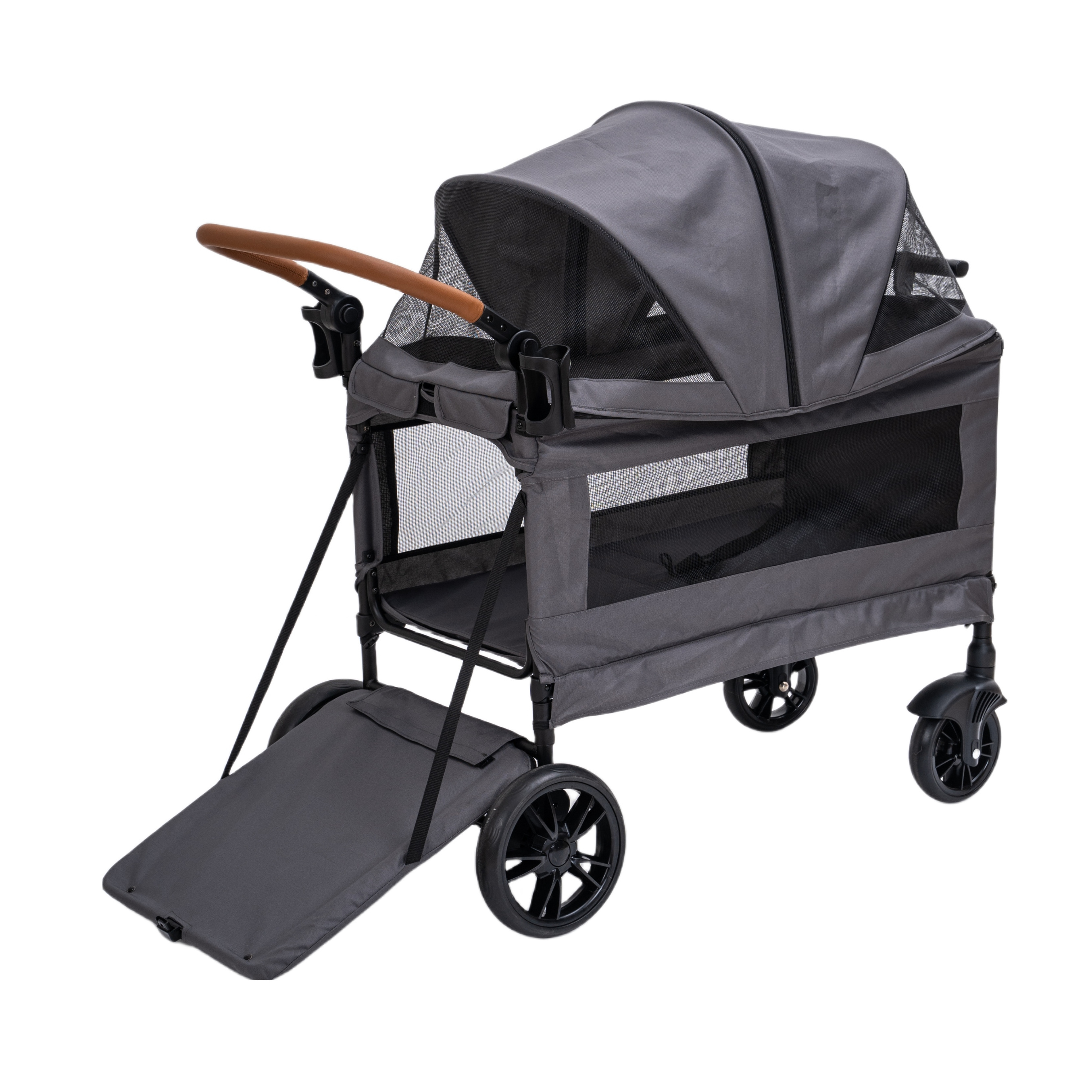 Large Capacity Storage Space Four Seasons Universal Outdoor Travel Walks Relax Pet Stroller Double-Layer Storage  Stroller