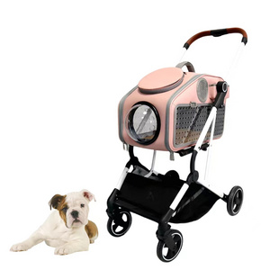 Europe Hot Sale Foldable Lightweight Pet Dog Stroller Bicycle Trailer Dogs Animals Stroller 4 Wheels Pets Trolley Carrier