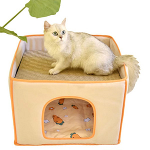 OEM ODM Handmade 4 Seasons Using Hot Travel Self Cooling or Self Warming Heated Pet House Cat Cave Cat Beds For Indoor Cats