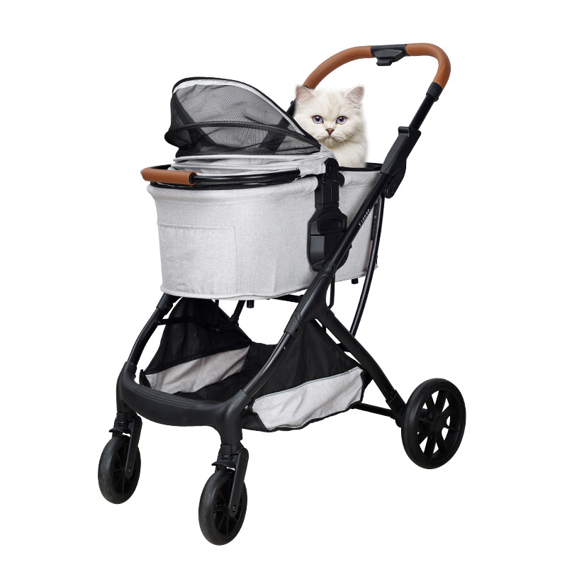 Adjustable 4 Wheels Popular Portable Pet Stroller Carrier Detachable Pet Carrier Folding Transportation Pet Cart For Dogs