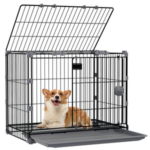 Portable Cage Playpen Dog Bike Steel High Quality Wire Cat Condo Kennel Barn Door Eversible Washable Mat Pet Crate