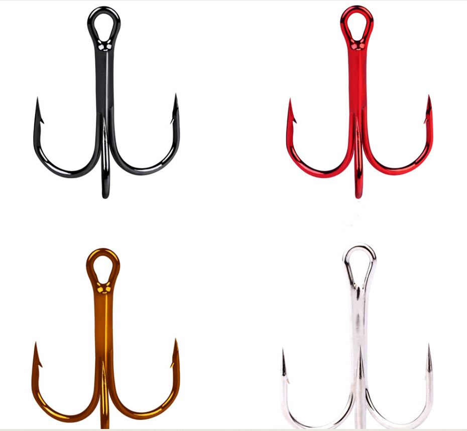 High Carbon Steel Cat Fish Hook Topind 35647 100 Piece/Bag Black Red Tawny Treble Fishing Hooks For Outdoor Use