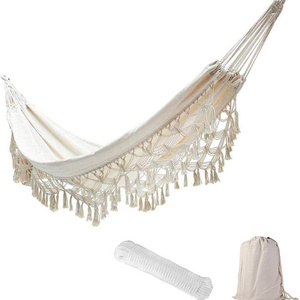 TOPIND 2 Person Foldable Double Hammock Handmade Tassels Hammock Macrame Fringe Hammock for Home Outdoor Backyard Beach Patio