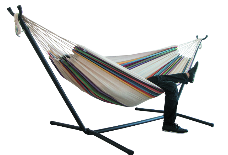 TOPIND Portable Double Cotton Hammock with Space Saving Steel Stand